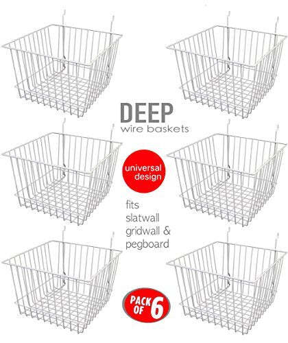 Deep Wire Storage Baskets For Gridwall and Slatwall Dimensions: 12" x 12" x 8" D