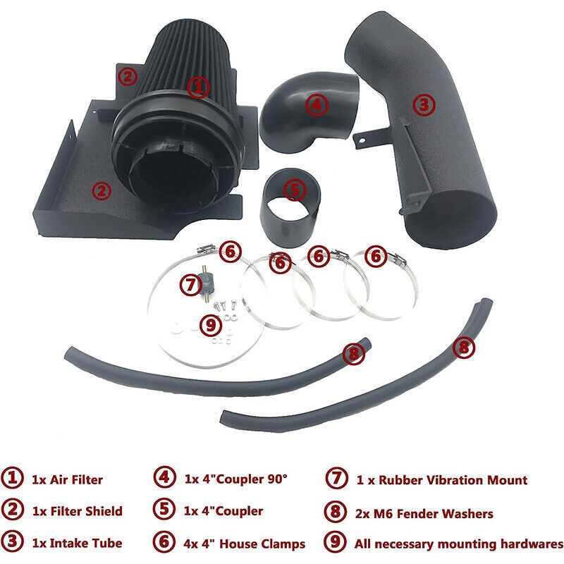 Black Cold Air Intake Kit For 2009-2013 Chevy Silverado 1500 4.8 5.3 6.0 6.2 V8