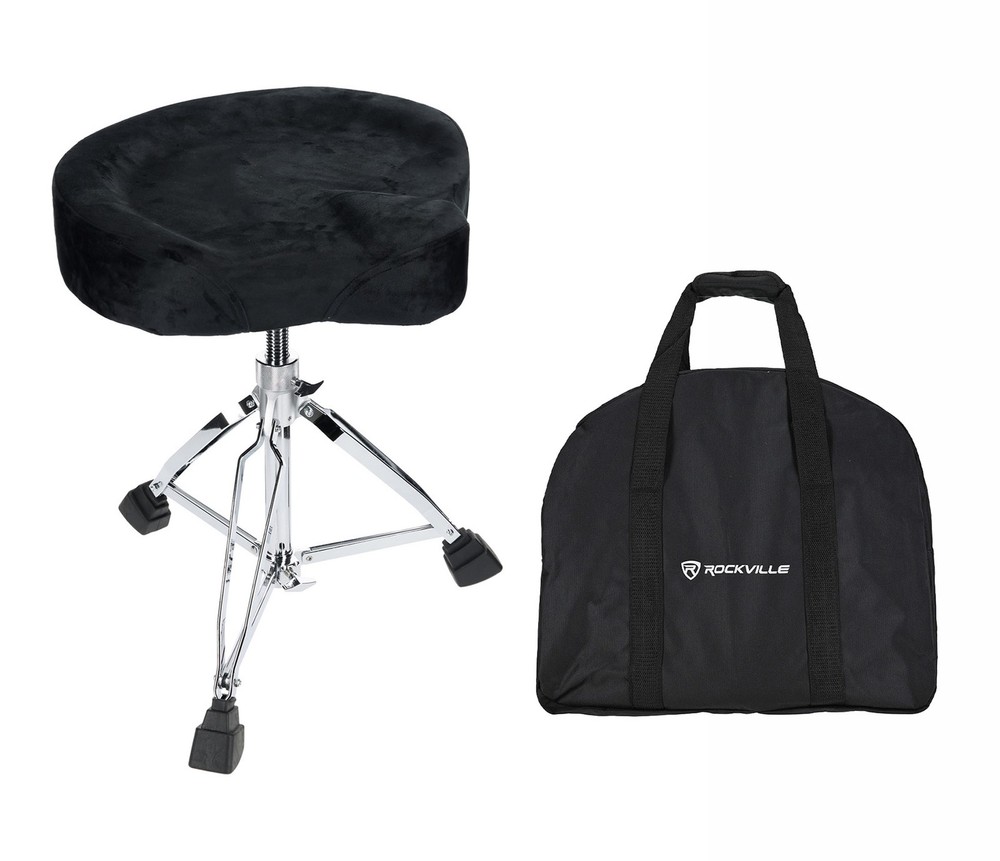 Rockville RDS50 Double Braced Drum Throne Stool 4" Padding, Adjustable+Lockable