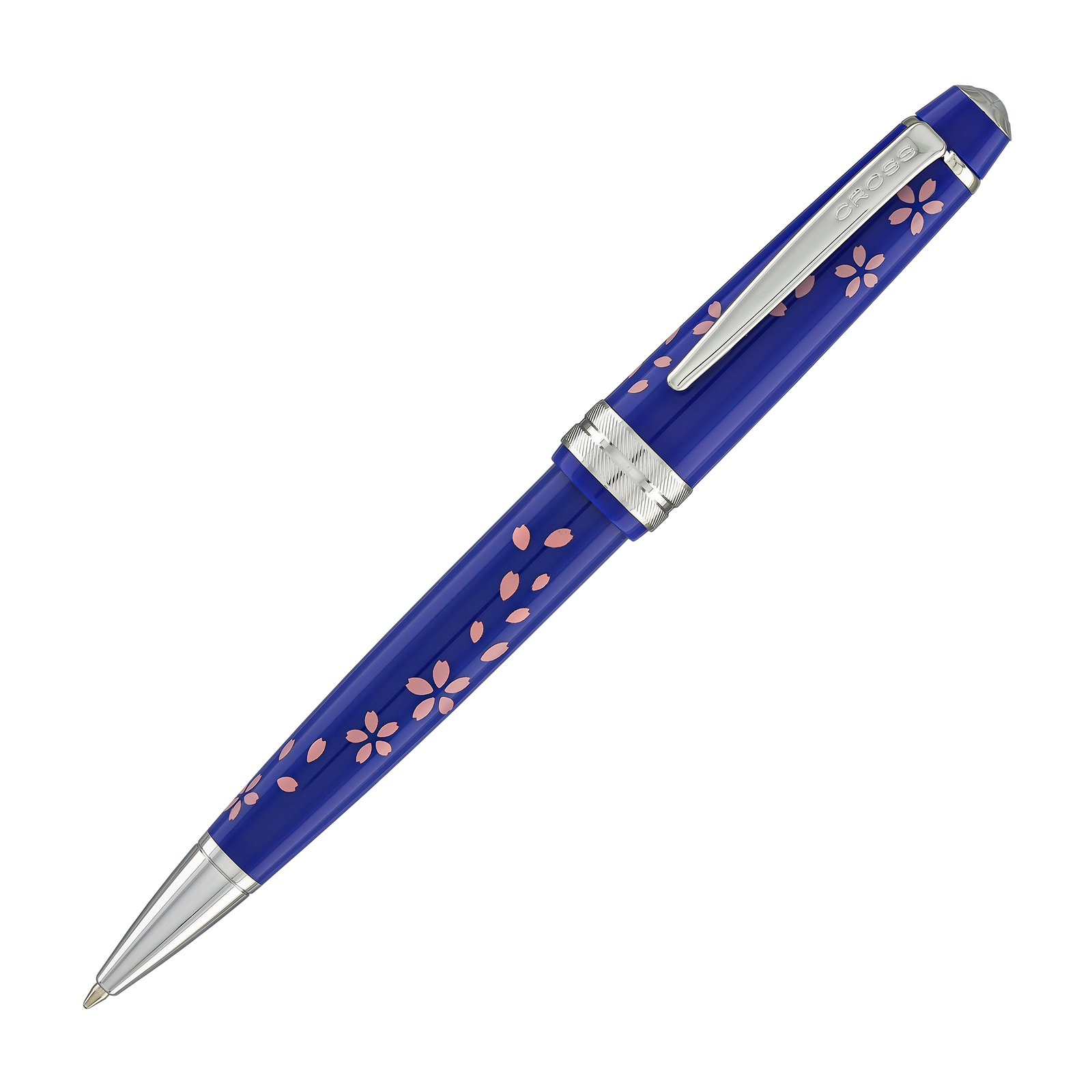 Cross Bailey Light Cherry Blossom Ballpoint Pen in Glossy Blue Resin with CT