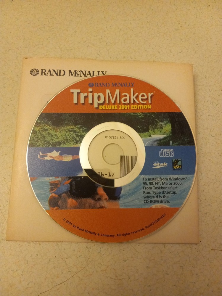 Rand McNally tripmaker deluxe 2001 Software Disk Only For Windows