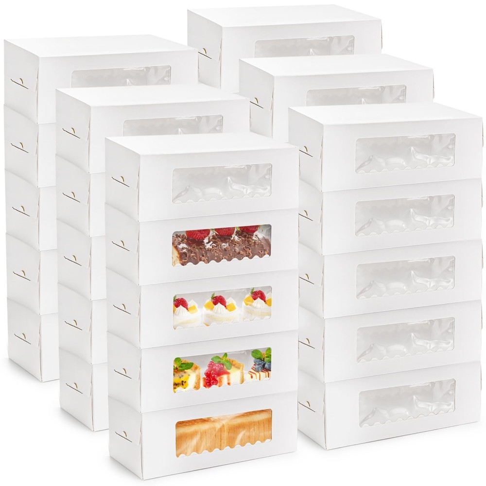 30 Pack Roll Cake Boxes 10.8''X4.4''X4'' Pumpkin Container with Window