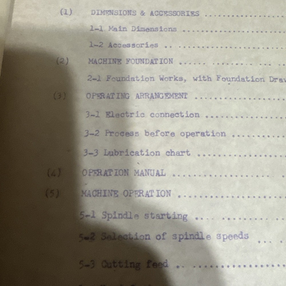 Instruction For Precision Engine Lathe Model Cl-40 Cl-60 Machine No.3035