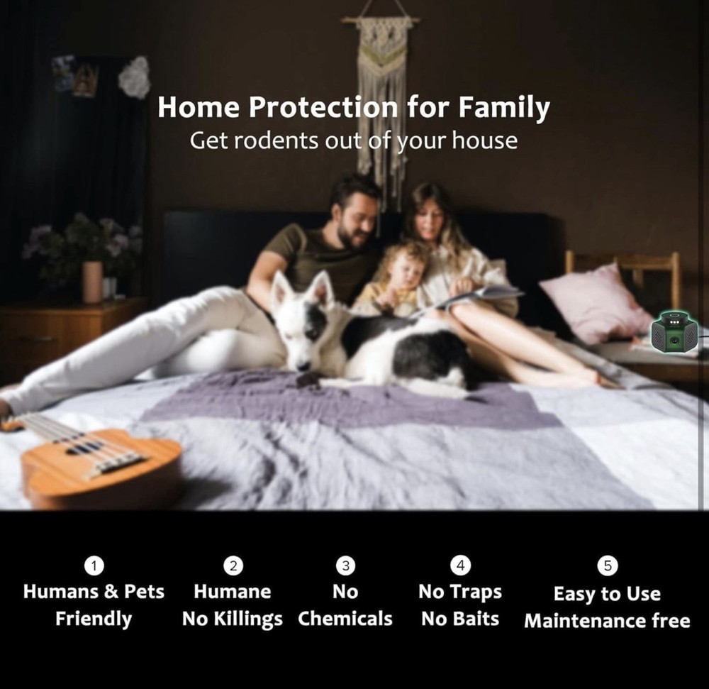 Ultrasonic Pest Repeller Strobe Light Variable Frequency 4-in-1 Modes