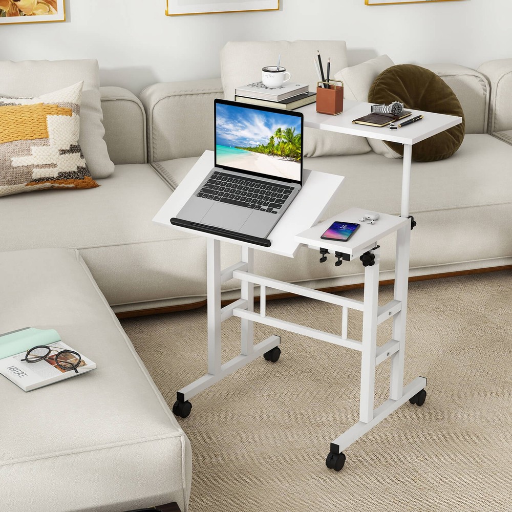 Costwy Adjustable Computer Desk Mobile Stand up Desk Tilting Workstation