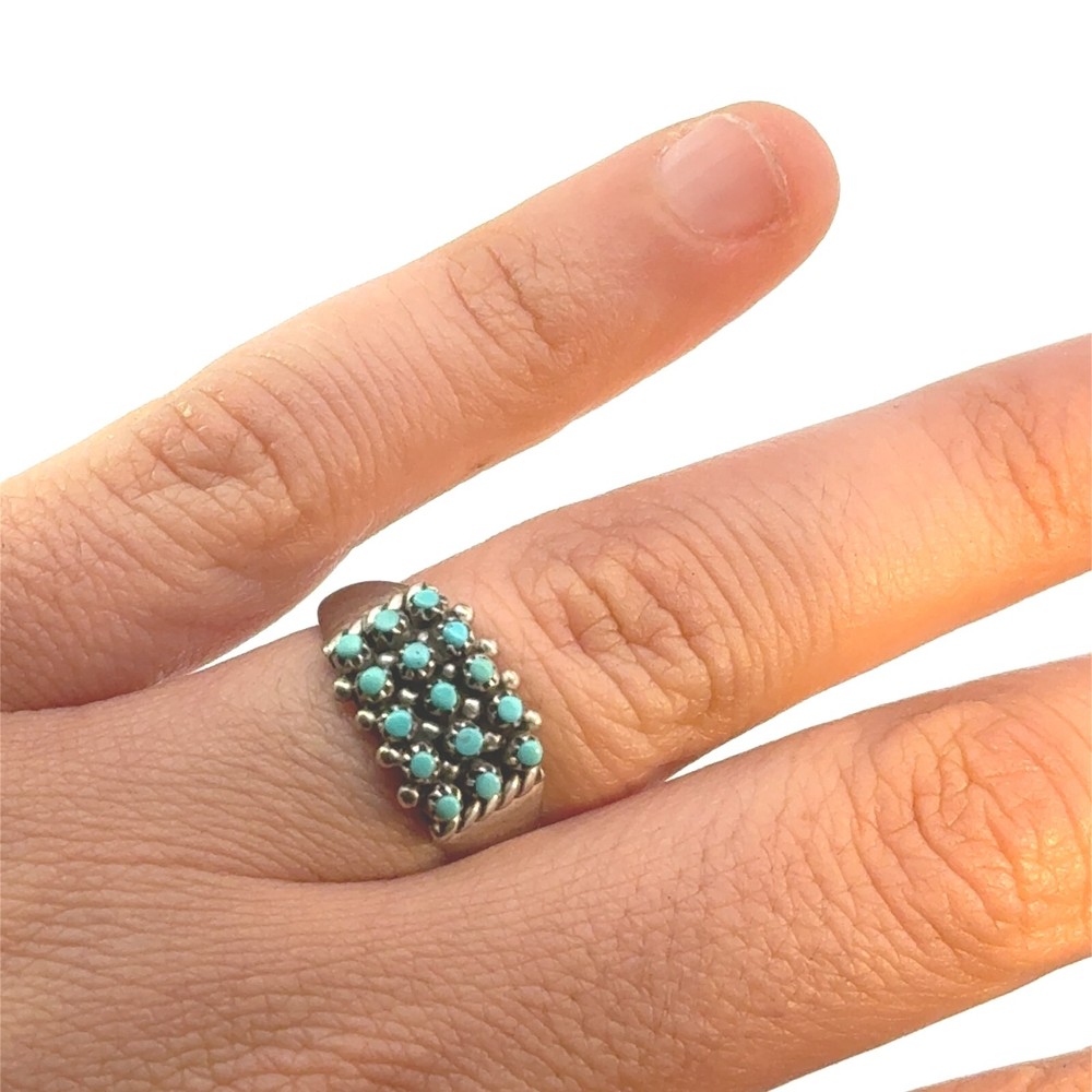 Haloo Zuni silver snake eyes ring