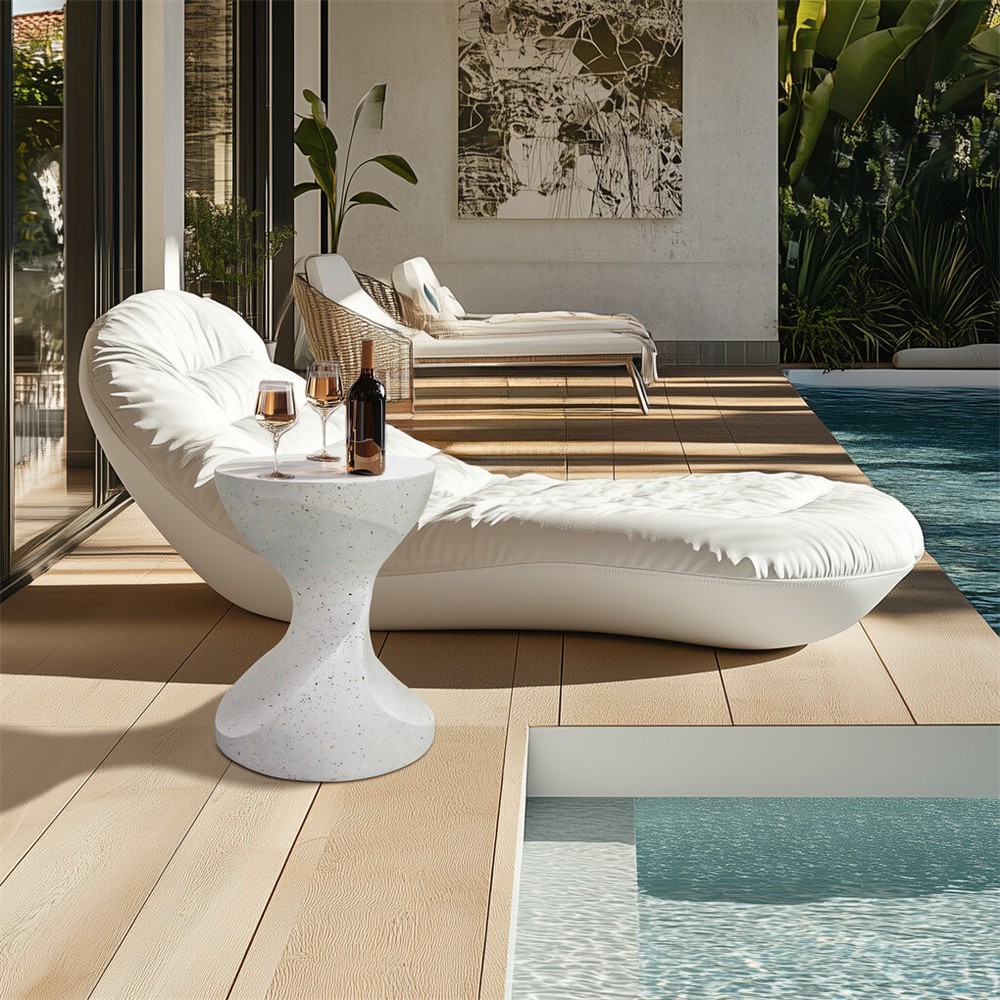 Unique Twisted Shape Lightweight Concrete Side Table Coffee Table Outdoor Patio