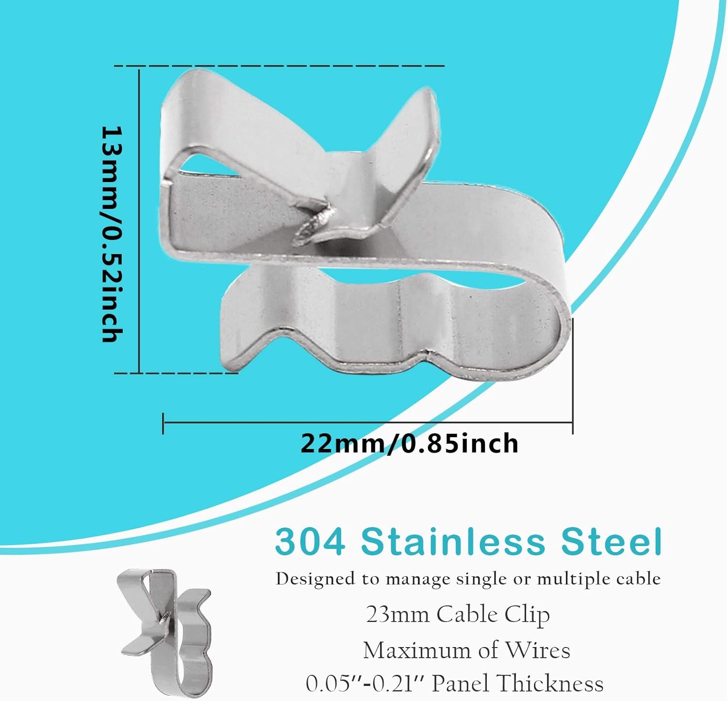 30pcs Solar Panel Cable Clips Trailer Wire Stainless Steel, 30 Pcs