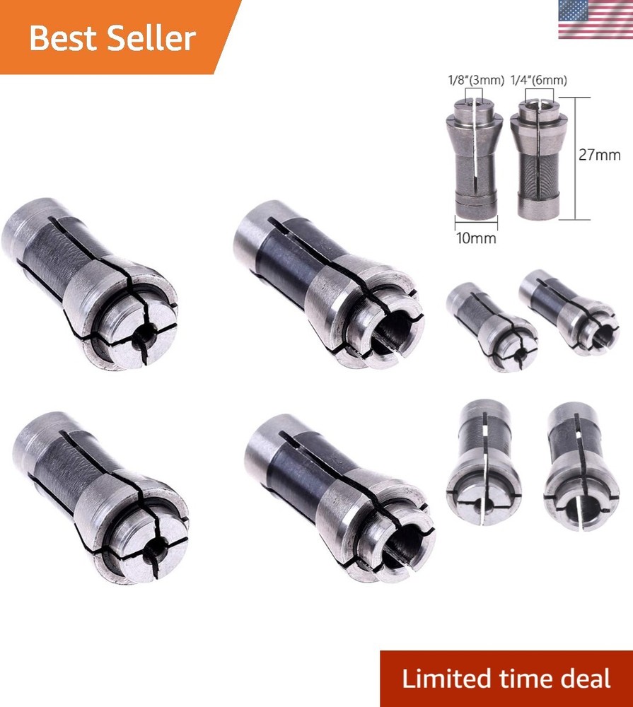 Versatile 4 Pack Die Grinder Collet and Adapter - 1/8" & 1/4" Compatible