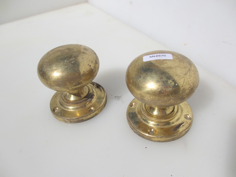 Large Vintage Brass Door Knobs Handles Plates Old Retro