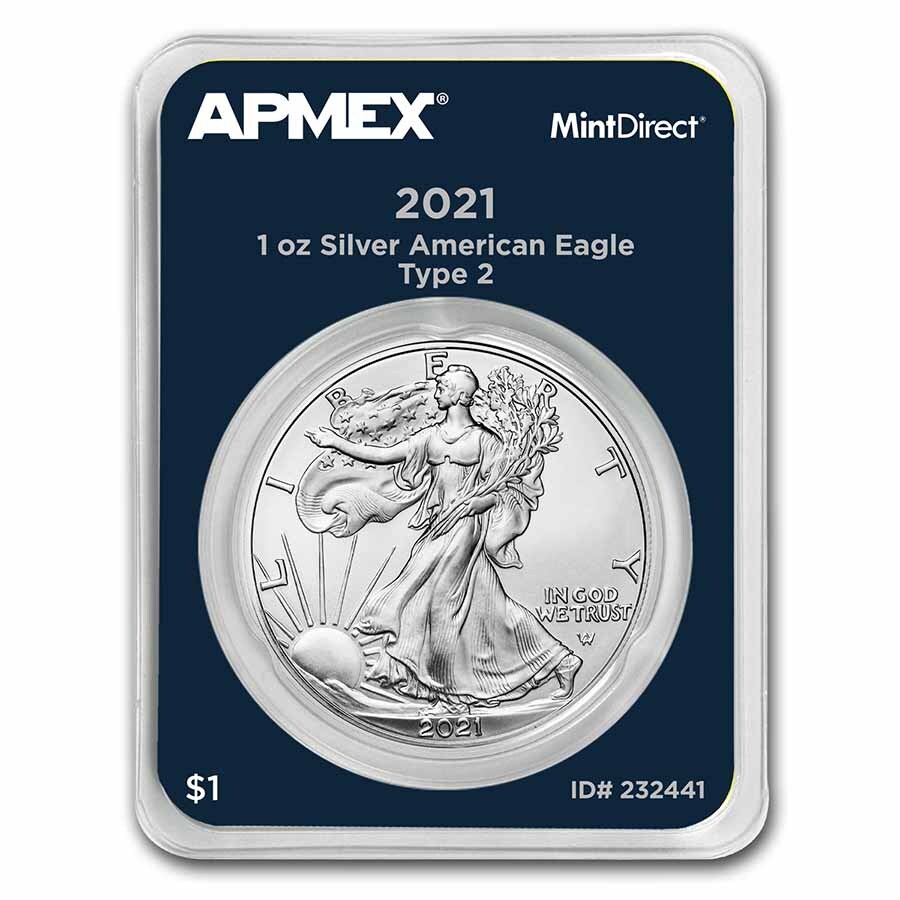 2021 1 oz American Silver Eagle (Type 2) (MintDirect® Single) - SKU#232441