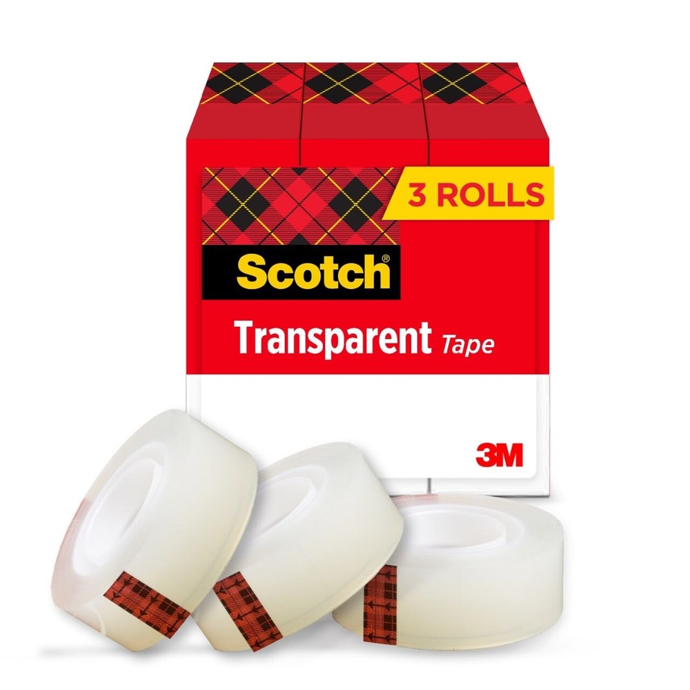 Scotch Transparent Tape, Clear Tape Engineered for 3 Rolls,