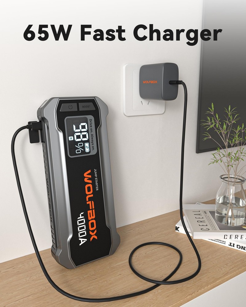 Wolfbox 65W Type-C PD Charge Compatible with Brand Jump silver gray