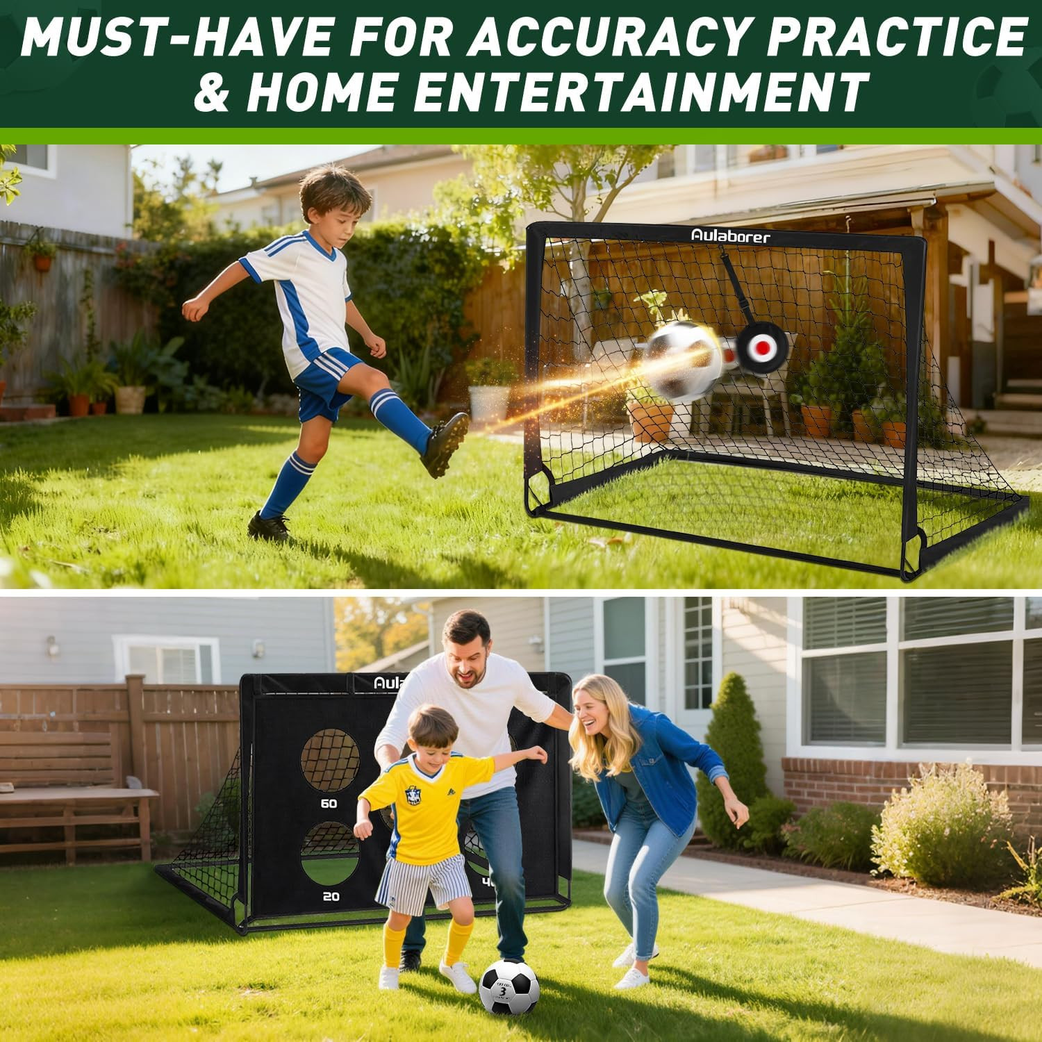 Soccer Goal, 4X3Ft Kids Soccer Goals Set for Backyard, Portable Pop-Up Soccer Ne