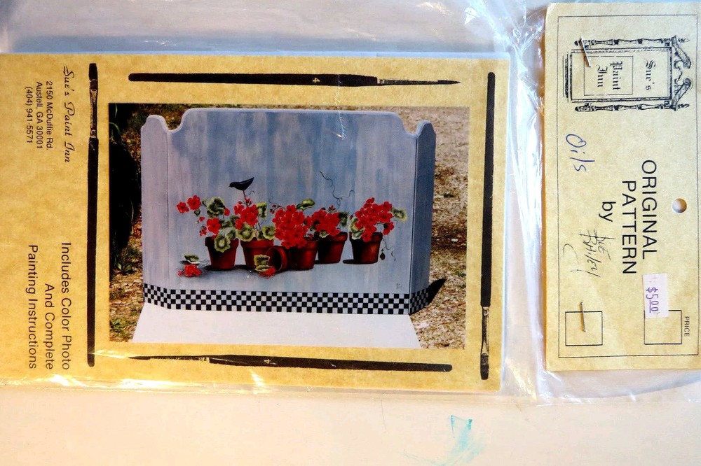 SUE BAILEY Painting PATTERN PACK OILS Red GERANIUMS FIRESCREEN