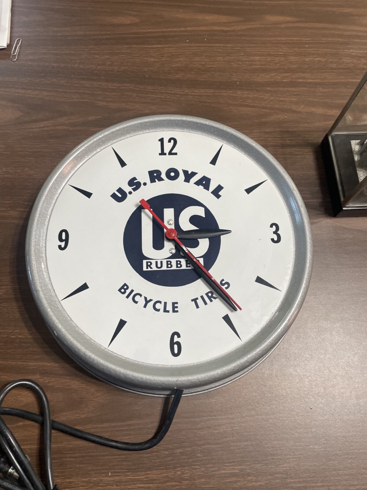 Vintage Clock U.S. Royal Bicycle Tires Clock, 60s Era Runs Perfect Inv #DD0157