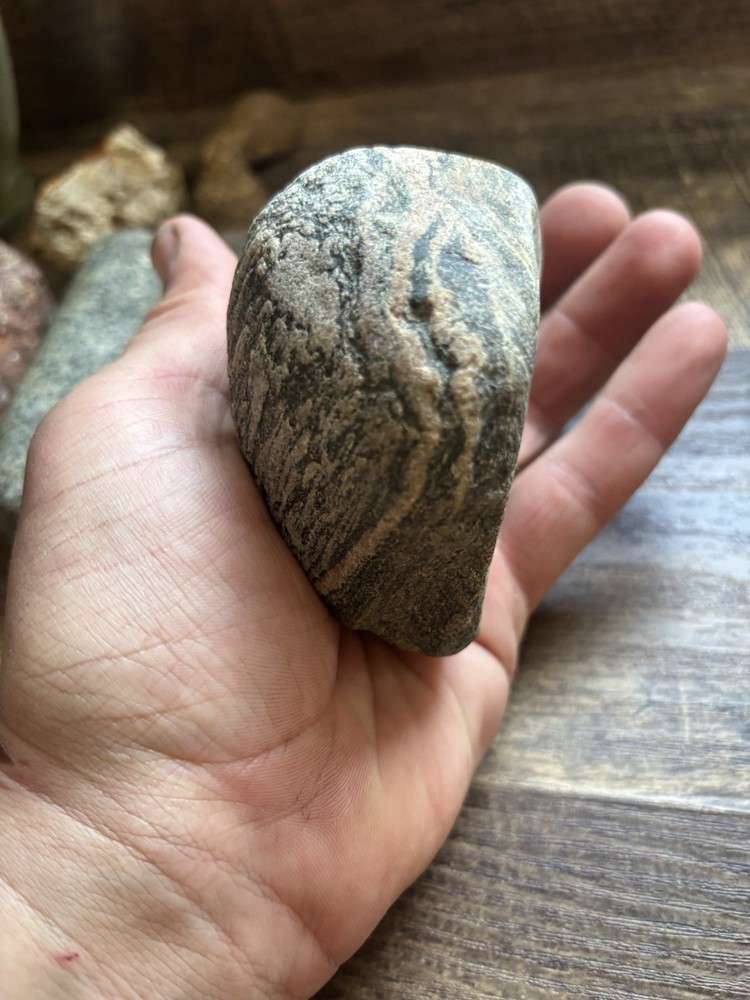 Striped Banding Pattern Metamorphic Rock Specimen Decorative Collectible