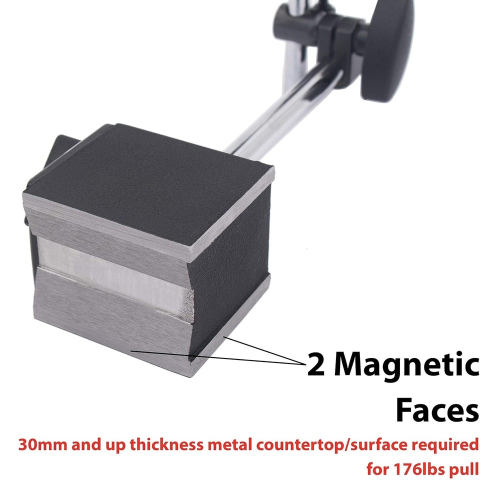 Precision Magnetic Base Stand with V-Shape Base for Dial Indicator - 176lbs Max
