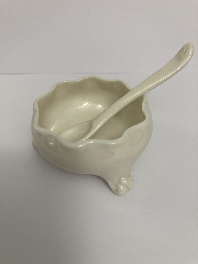Belleek salt cellar and spoon