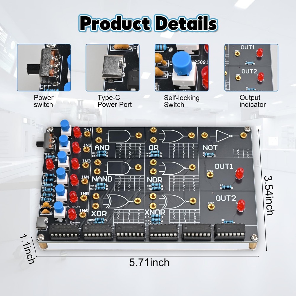 DIY Logic Gate Circuit Soldering Kit–Basic Logic Gate Learning Kit with Inter...