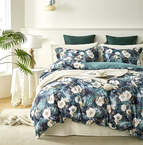 Size Comforter Set - Floral Boho Bedding Comforter Set, King Emerald Green
