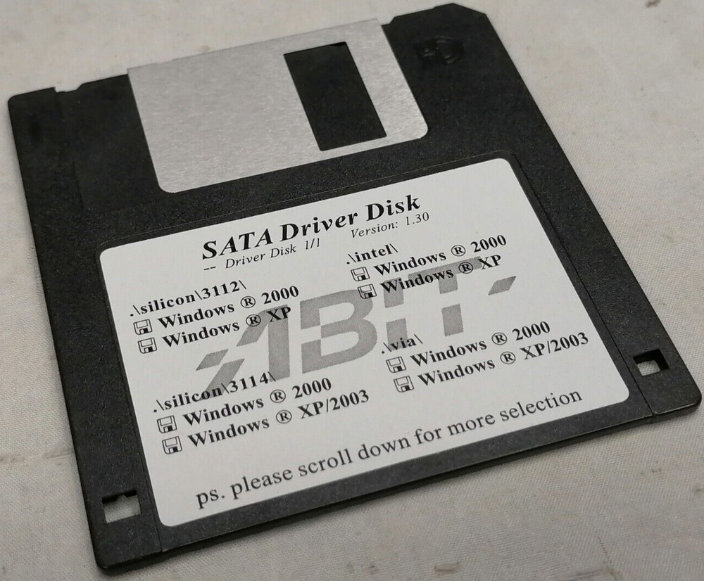 Vintage 2000 Silicon SATA Driver Floppy Disk Version 1.30