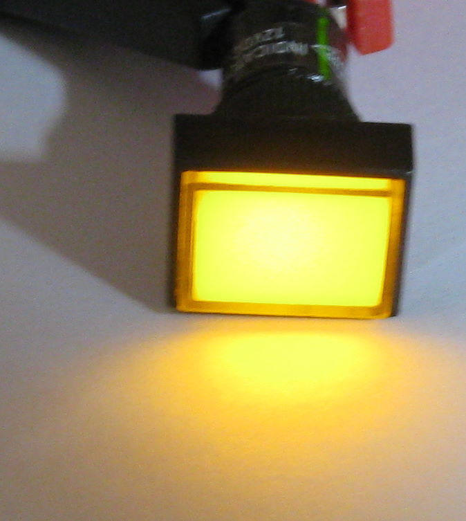 Panel Mount Rectangle LED Indicator - Amber - Plastic Case - 12 VDC - 12mm Mount