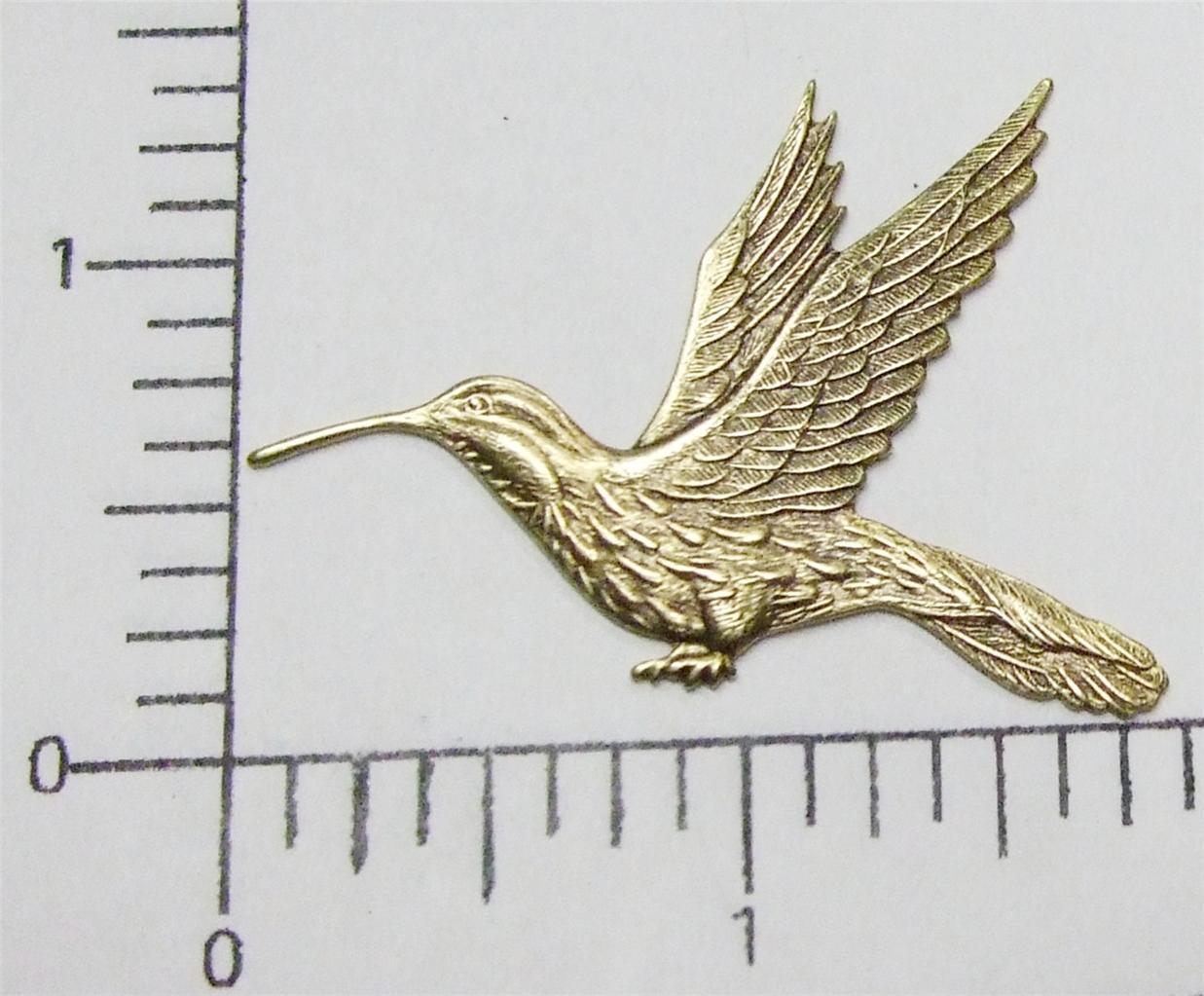 36283         Brass Oxidized Victorian Hummingbird Brass Jewelry Stamping