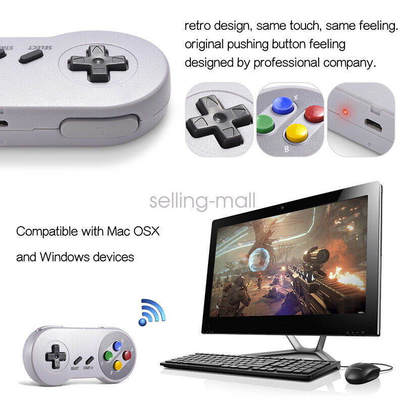 2.4G Wireless SNES Super Controller & Receiver for Windows PC MAC Raspberry Pi