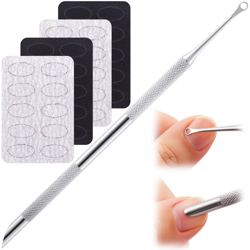 SmallCat 1 Pcs Cuticle Pusher Tool with 1 Style1, 2 100#, 2 240#
