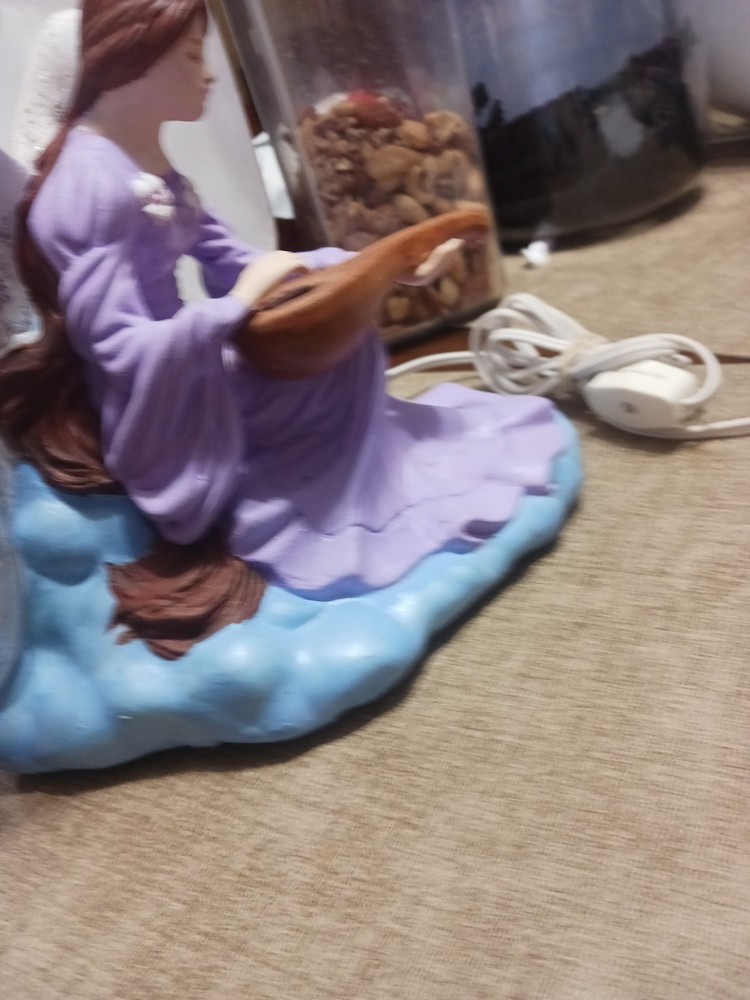 Ceramic Angle Playing Instrument Night Light With Wings Hand Painted
