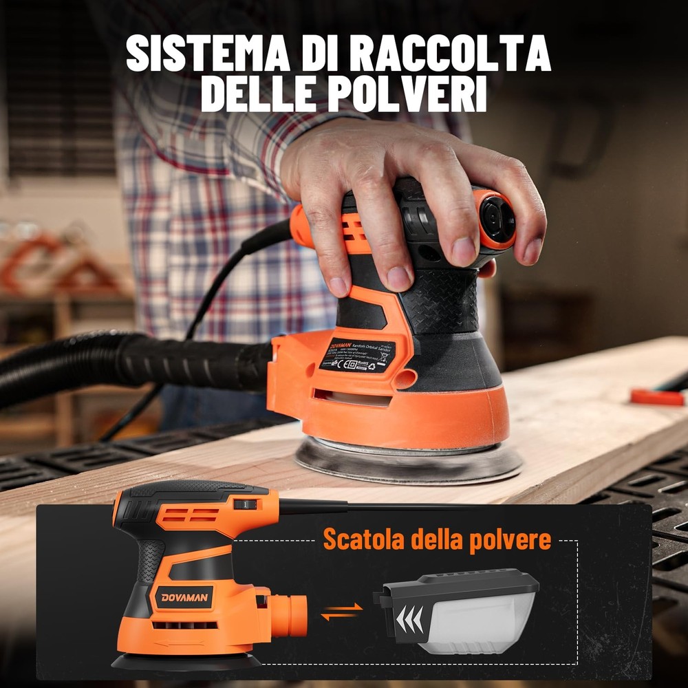 ROS01A Orbital Sander, 3A Random Orbit Sander, 6 Variable Speeds, Up to 13000...
