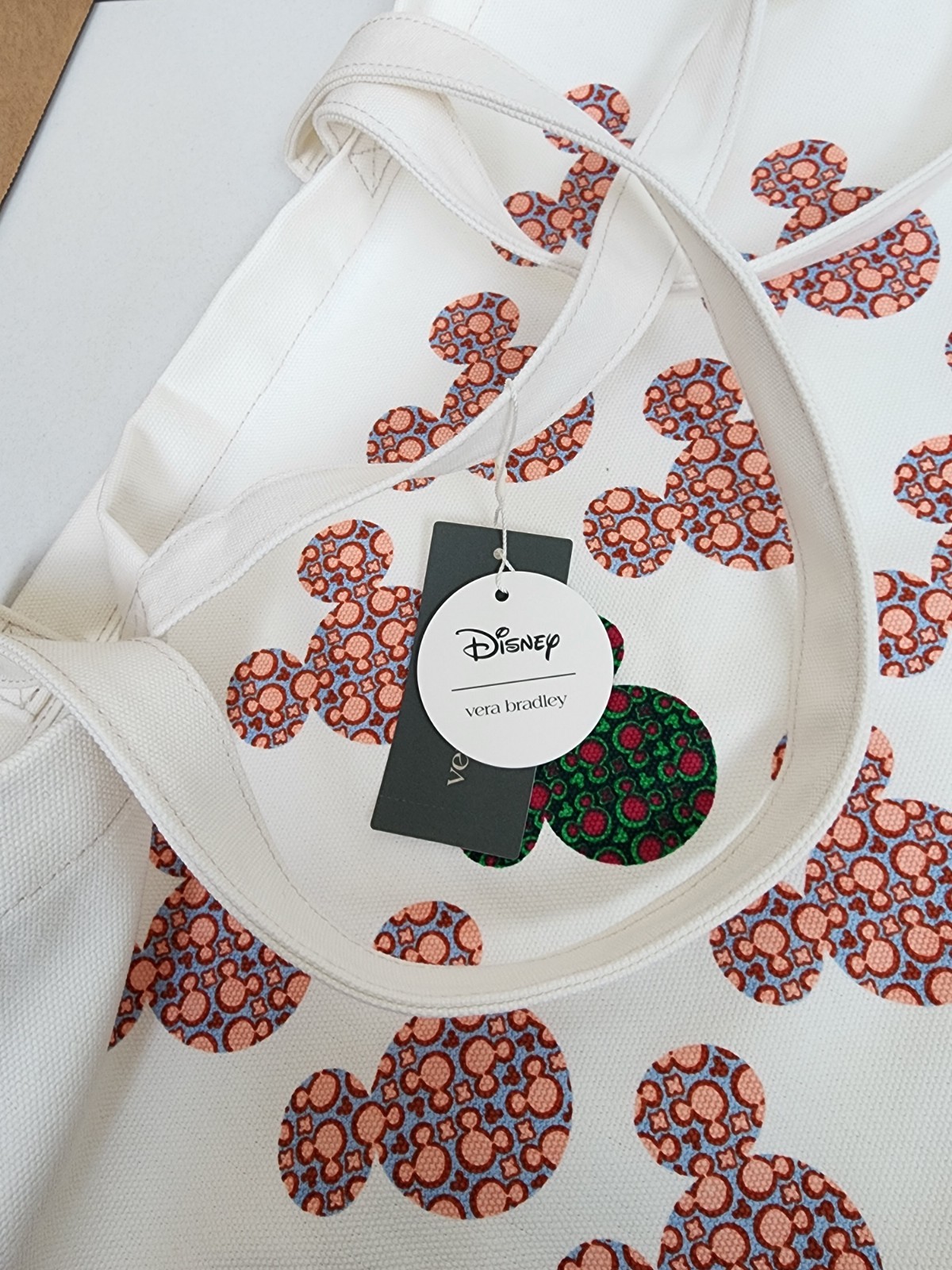 Vera Bradley Disney Woodlark Canvas Tote Mickey Mouse Kaleidoscope Limited NEW