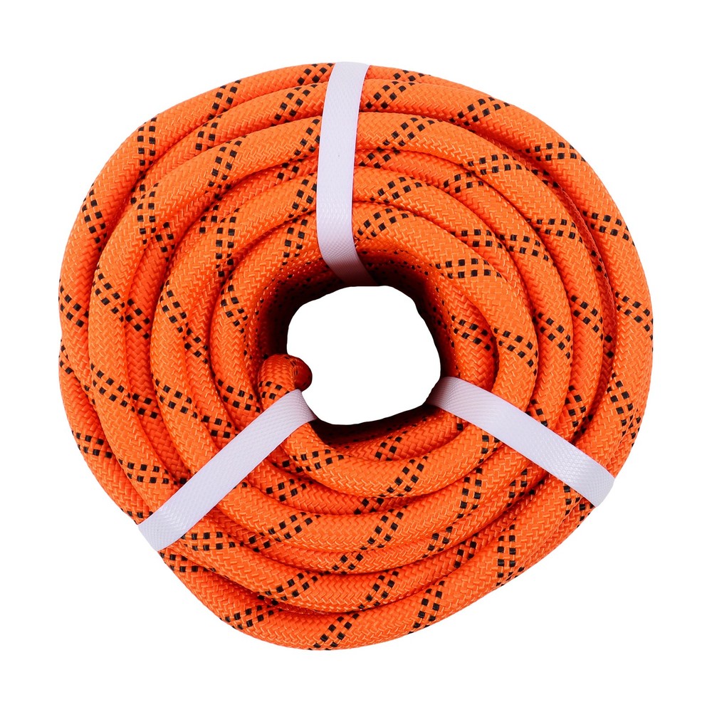 Orange & Black 48 Strands Polyester Braided Arborist Rope For Tree Work & Swing