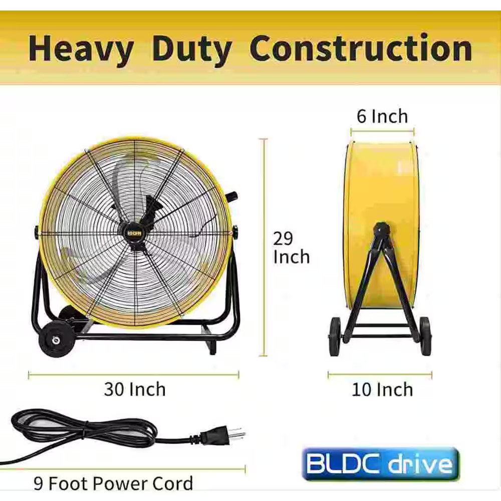 8800 CFM 24 In. BLDC Drive Drum Fan with High Efficiency EC Motor, Variable Spee