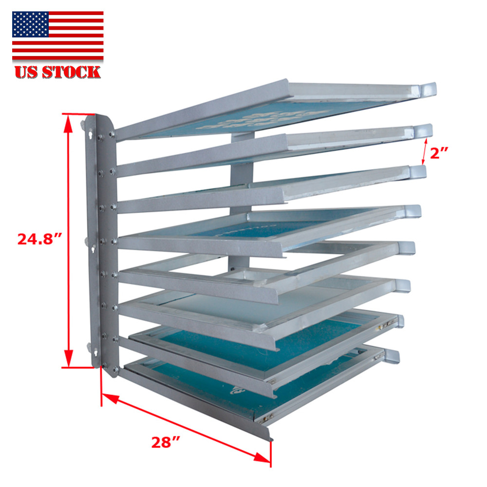 8-Layer Screen Printing Frame Holder Wall Mounted Tool Storage Rack 25" x 28"