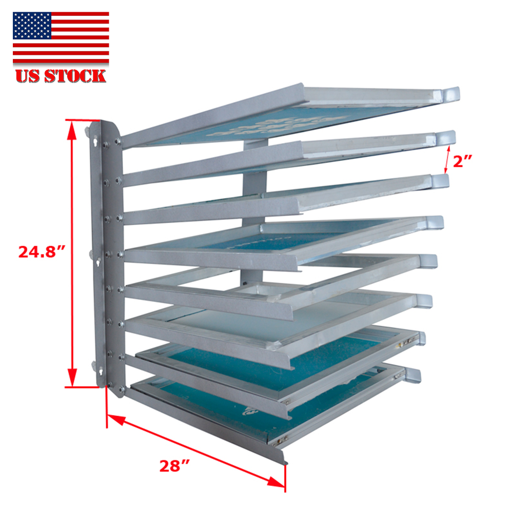 8-Layer Screen Printing Frame Holder Wall Mounted Tool Storage Rack 25" x 28"