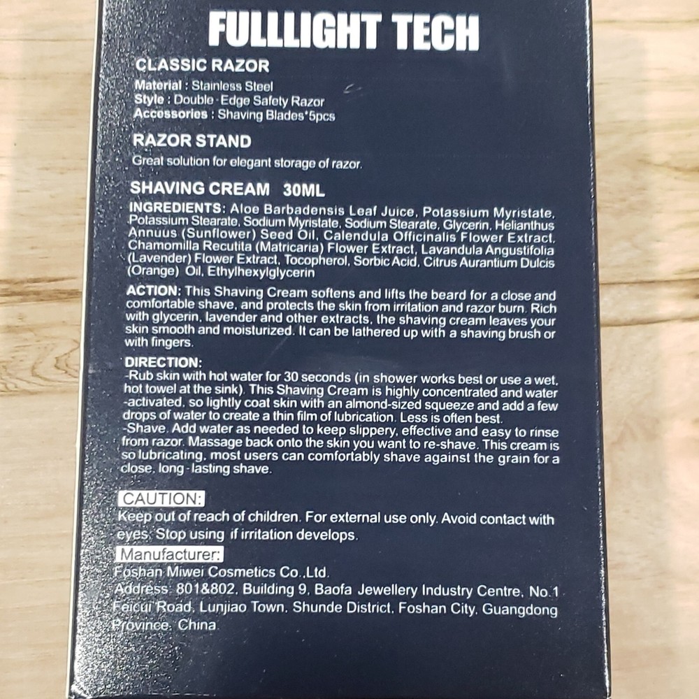 Fulllight Tech Classic Razor, Stand & Shaving Cream