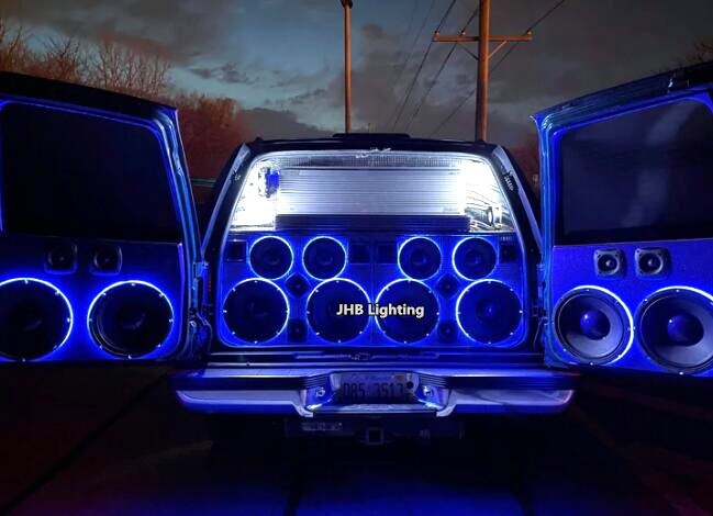 Set (4) 6.5"RGB Color Change LED Car Truck Sound Subs Audio Speaker Rings Lights