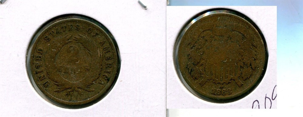 1868 TWO CENT PIECE TYPE COIN GOOD 8098T