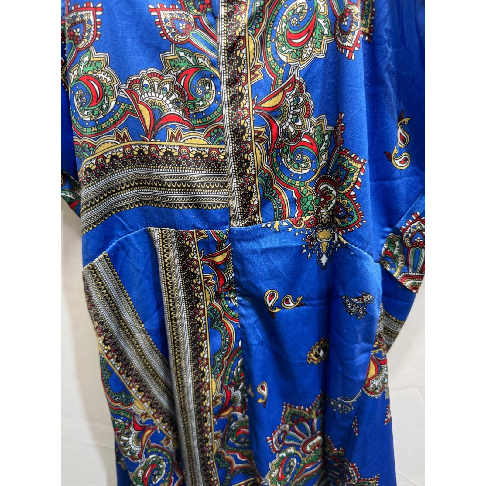 Banjul Blue Paisley Medallion Mini Handkerchief Hem Spaghetti Strap Boho