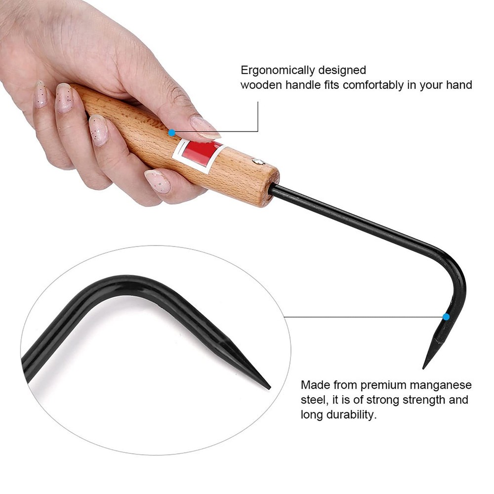 Root Hook Bonsai Tool, Root Pick Repotting Tool with Comfortable Wooden Handl...
