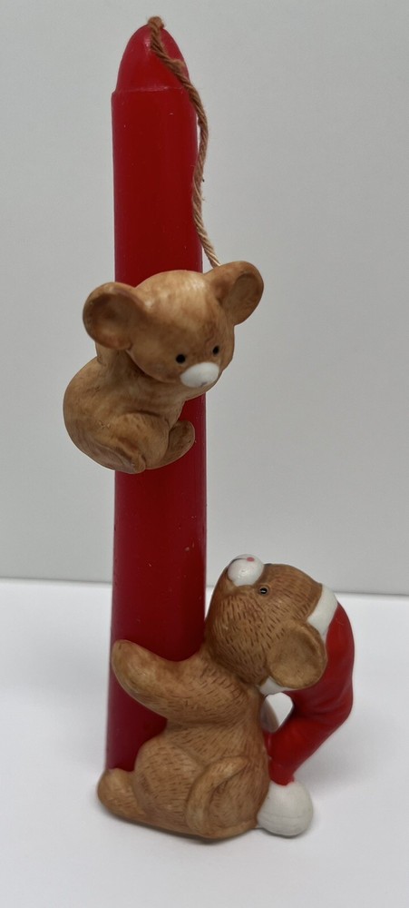 Frolicking Christmas bear candle huggers