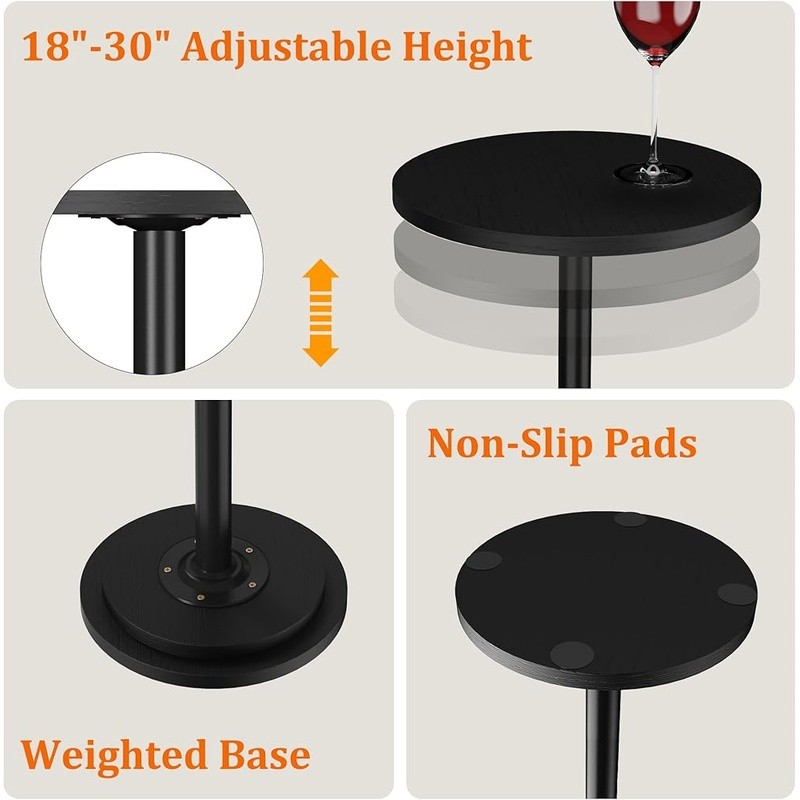 Height Adjustable Side Table Compact Round Drink Table Couch Bed Snack Tray New