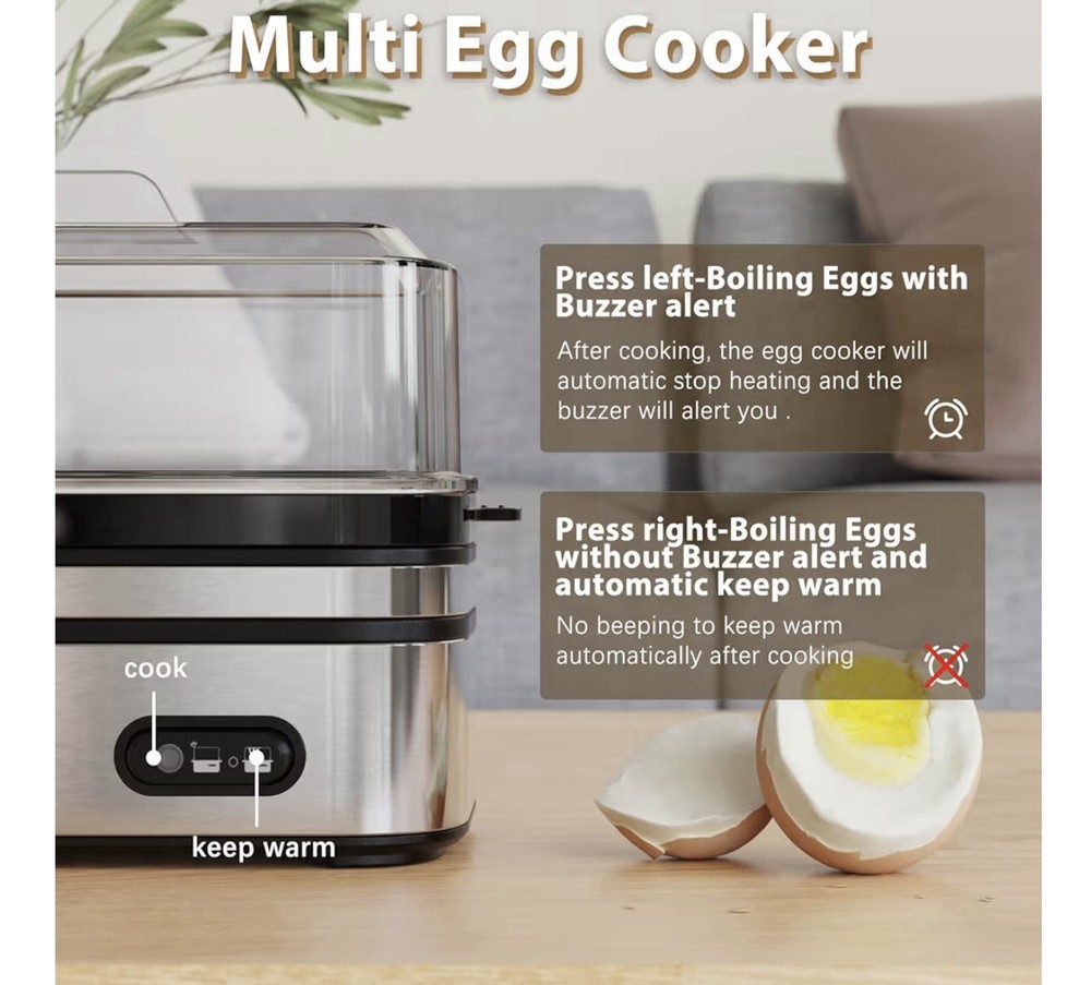 Evoloop Rapid Egg Cooker Electric 6 Eggs Capacity, Soft, Medium, Hard Boiled,