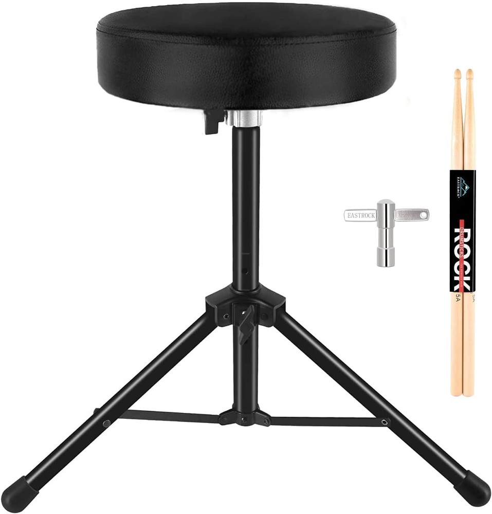 Drum Throne Adjustable Padded Drum Stool Folding Seat Black