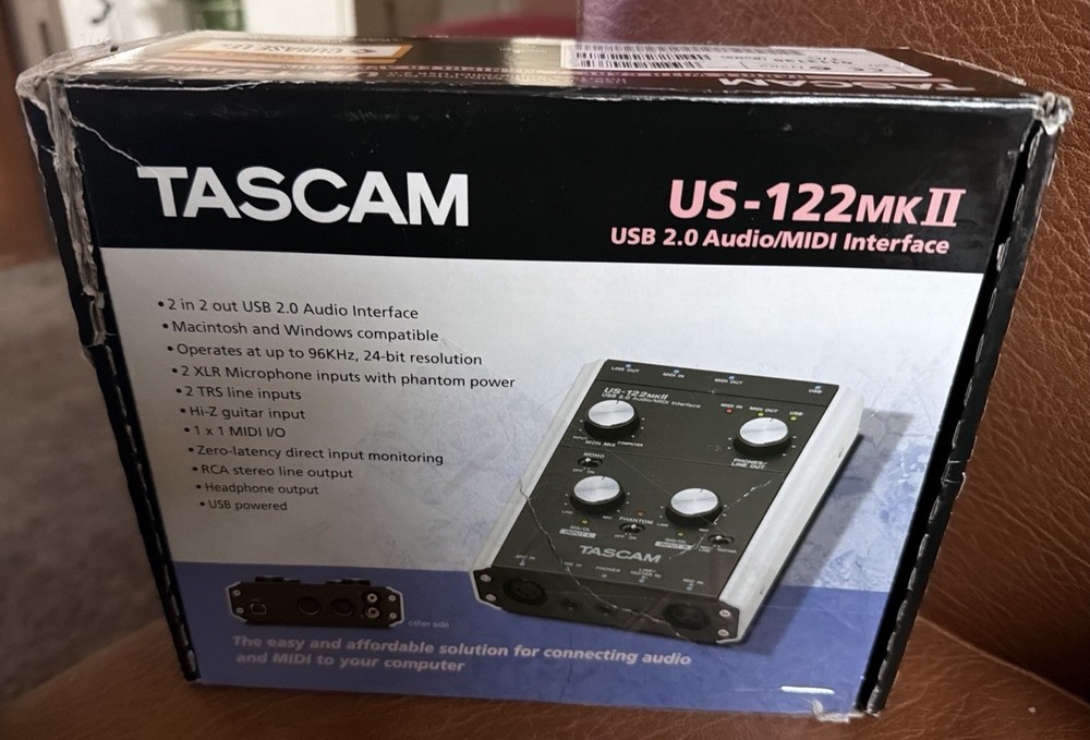 TASCAM US-122MK2 USB 2.0 Audio/MIDI Interface Black