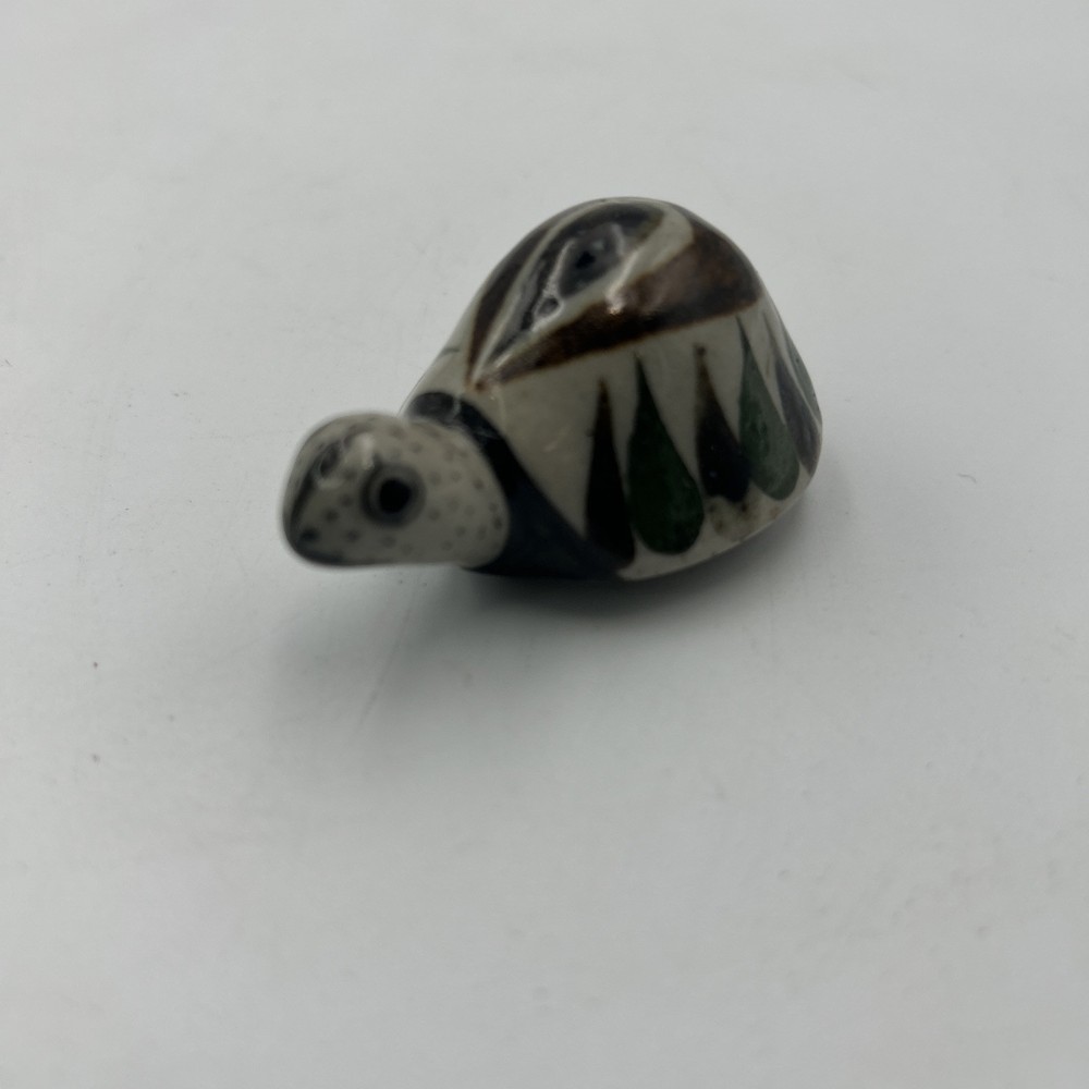 Turtle Figurine Tiny Miniature Ceramic Hand Painted Unmarked Flowered Shell Fig