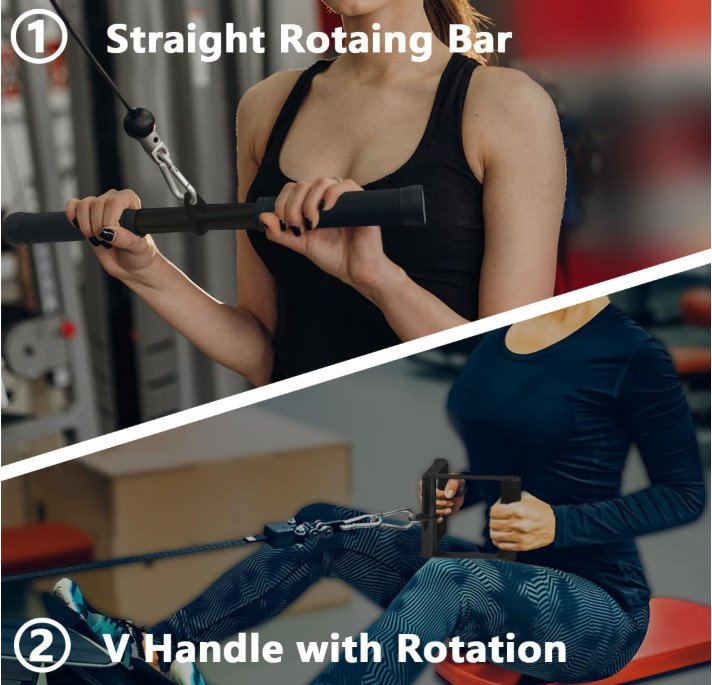 Gym Cable Attachments Set LAT Pull Down Triceps Bar Handle