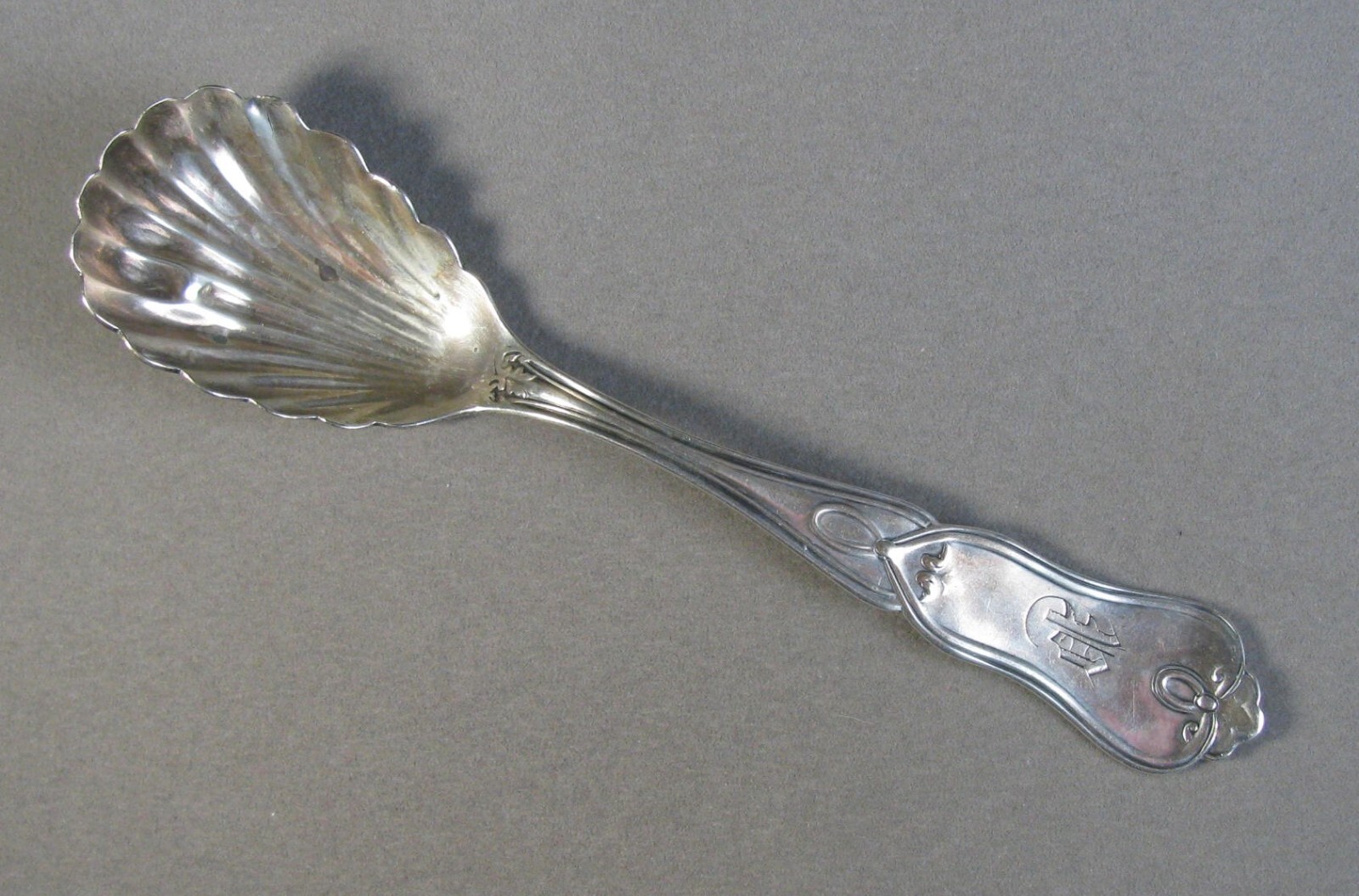 Antique Coin Silver Fluted Spoon J A MERRILL Portland, ME 1860s 26.4g #J4398